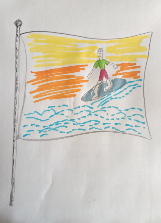 ציור דגל שצייר ילד בעקבות המשימה